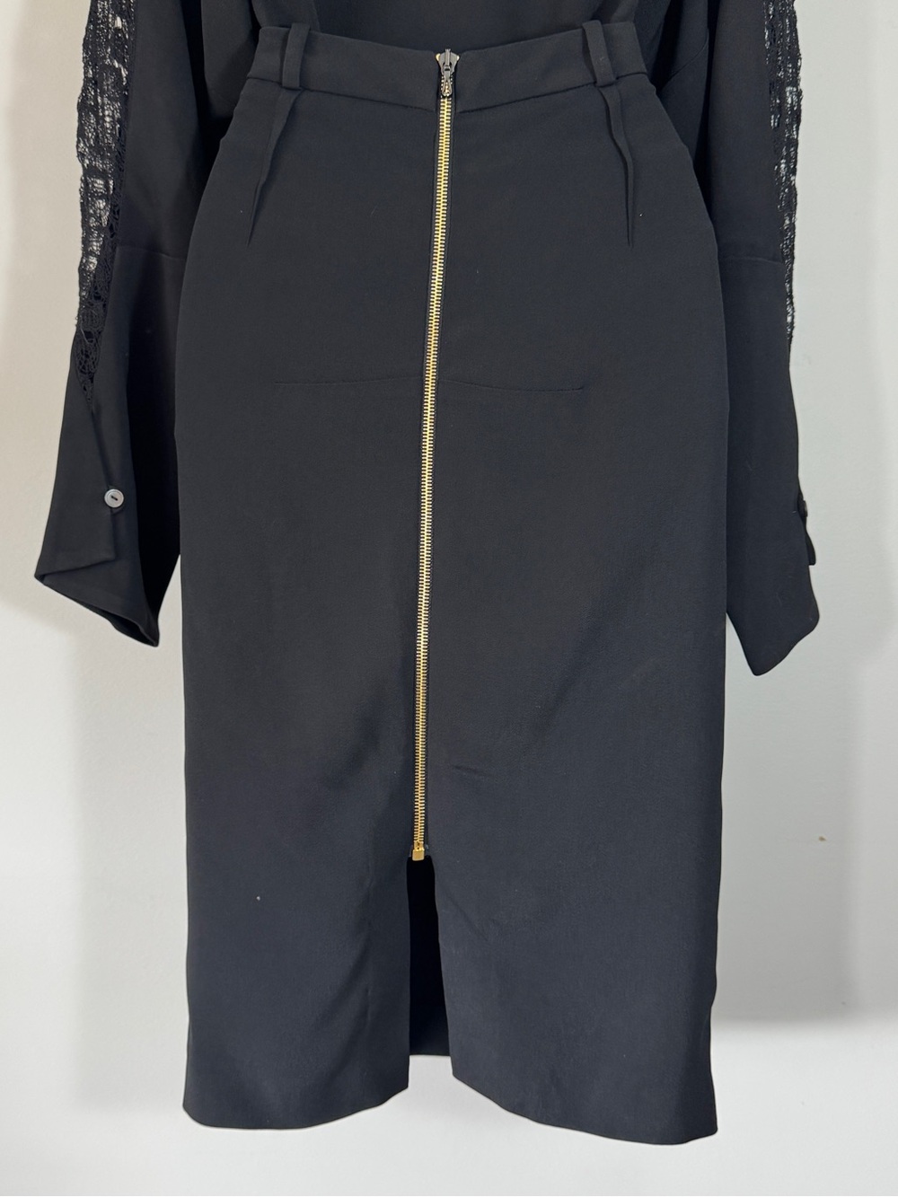 Roland Mouret Black abstract Lace Trompe L’Oeil Blouson Pencil Dress US 10 - Picture 4 of 16